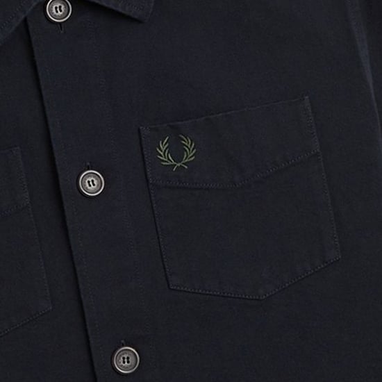 Chaqueta De Camisa De Sarga Negra Lisa De Fred Perry - Image 3