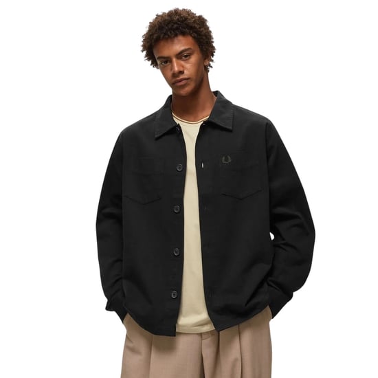 Chaqueta De Camisa De Sarga Negra Lisa De Fred Perry - Image 4