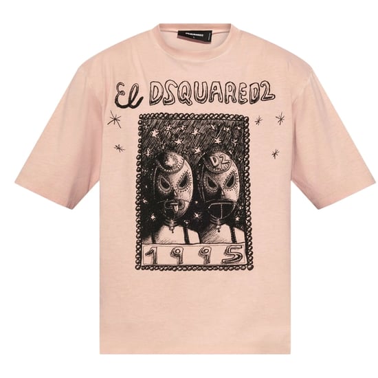 Camiseta Holgada Con Gráfico Superpuesto De Dsquared2 En Rosa Polvoriento - Image 1