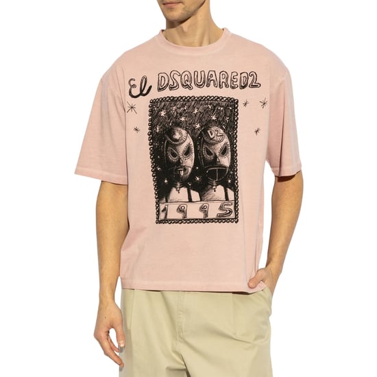 Camiseta Holgada Con Gráfico Superpuesto De Dsquared2 En Rosa Polvoriento - Image 2