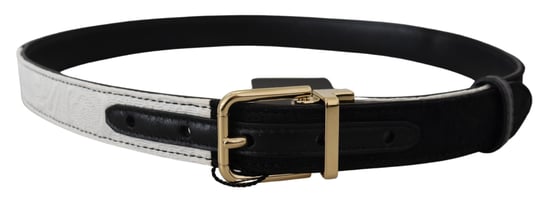 Cinturón Dolce & Gabbana Blanco Negro Parches Hebilla de Metal Dorada - Image 3