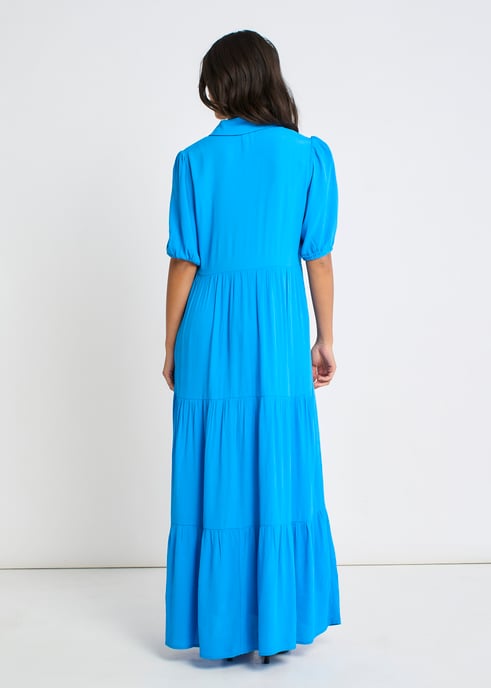 Vestido largo de skater con botones azules - Image 4