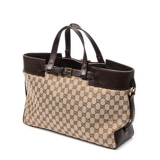 Gucci Horizontal Belt Tote en Beige Lienzo - Image 2