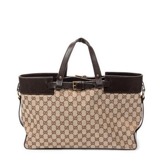 Gucci Horizontal Belt Tote en Beige Lienzo - Image 5