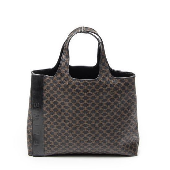 Celine Vintage Logo Zip Handbag en Negro Lienzo recubierto - Image 1