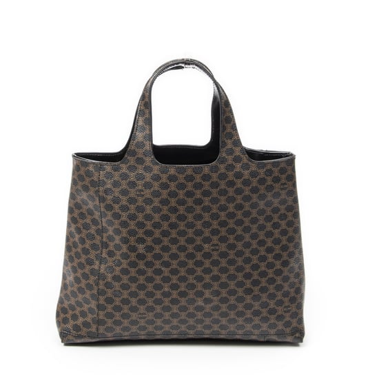 Celine Vintage Logo Zip Handbag en Negro Lienzo recubierto - Image 5
