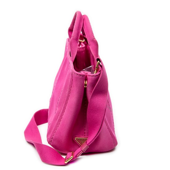 Prada Small Canapa Tote  en Rosa Lienzo - Image 4