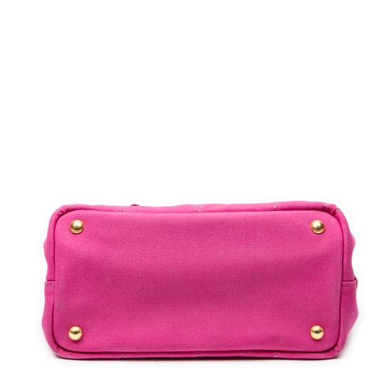 Prada Small Canapa Tote  en Rosa Lienzo - Image 6
