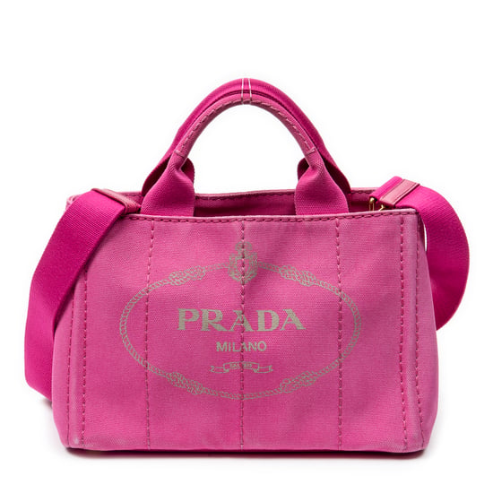 Prada Small Canapa Tote en Rosa Lienzo - Image 1