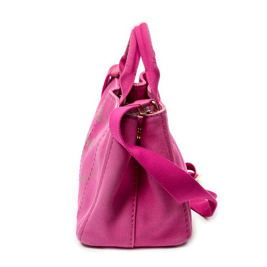 Prada Small Canapa Tote en Rosa Lienzo - Image 3