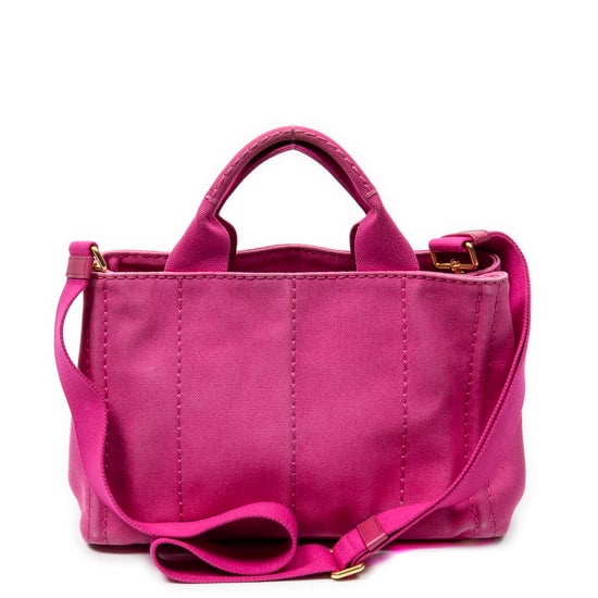 Prada Small Canapa Tote en Rosa Lienzo - Image 5
