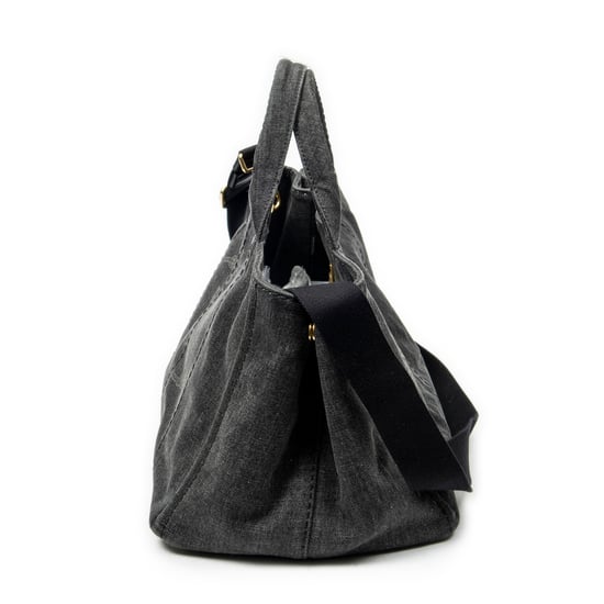Prada Medium Canapa Tote  en Negro Lienzo - Image 3