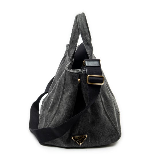 Prada Medium Canapa Tote  en Negro Lienzo - Image 4