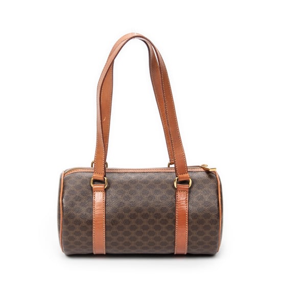Celine Vintage Barrel Bag en Brown Lienzo recubierto - Image 5