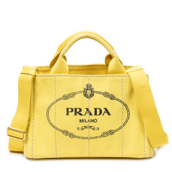 Prada Small Canapa Tote en Amarillo Lienzo - Image 1