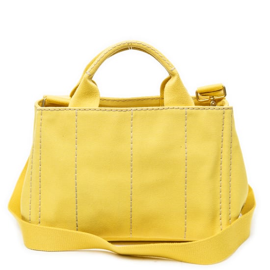 Prada Small Canapa Tote en Amarillo Lienzo - Image 5