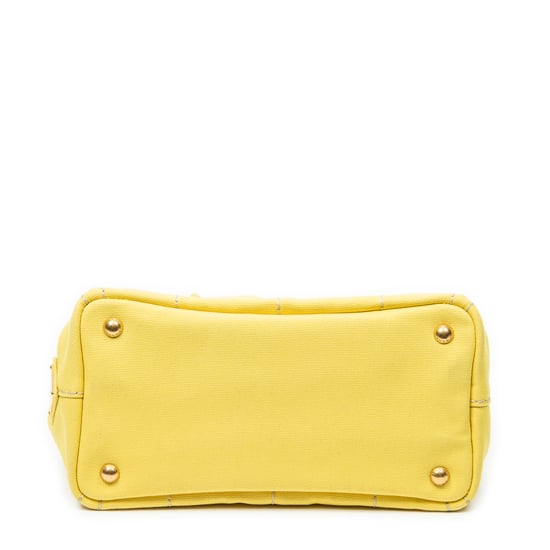 Prada Small Canapa Tote en Amarillo Lienzo - Image 6