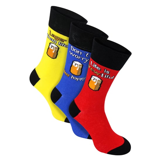 3 Pares de Calcetines de Algodón para Hombre con Motivos Divertidos | Eslogan de Comida y Bebida | Idea de Regalo - Image 1
