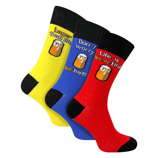 3 Pares de Calcetines de Algodón para Hombre con Motivos Divertidos | Eslogan de Comida y Bebida | Idea de Regalo - Image 3
