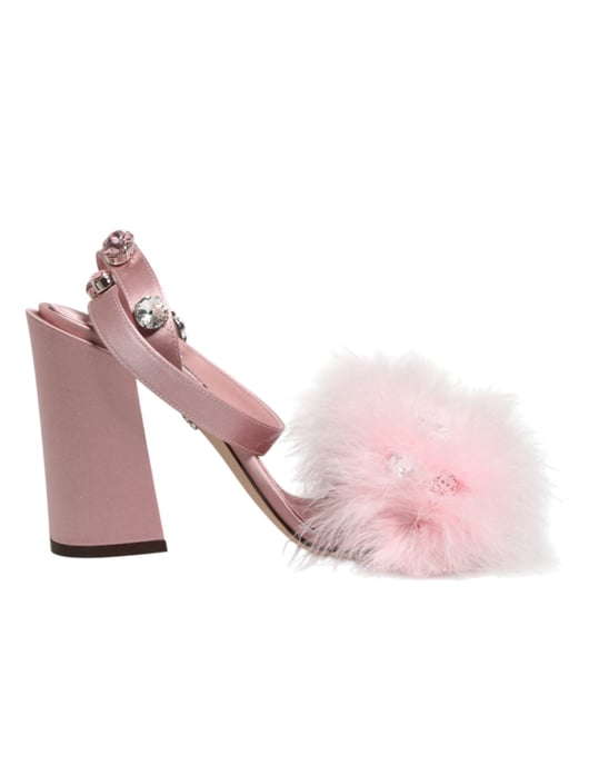Zapatos de tacón con tira al tobillo de lentejuelas rosas Dolce & Gabbana - Image 1