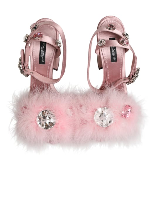 Zapatos de tacón con tira al tobillo de lentejuelas rosas Dolce & Gabbana - Image 4