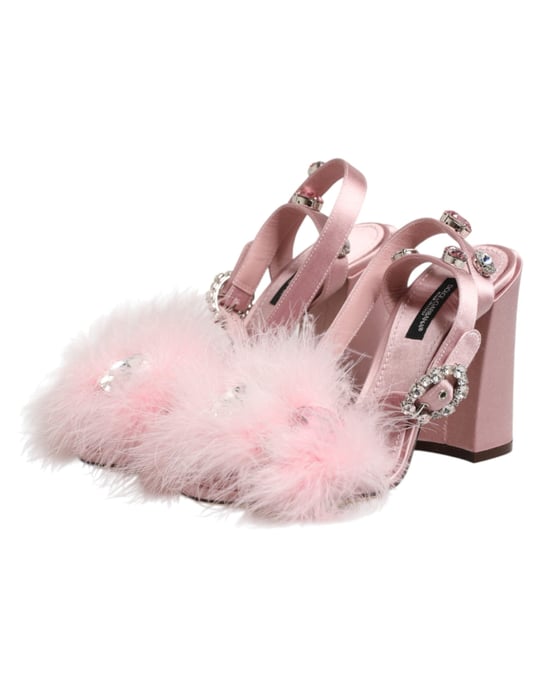 Zapatos de tacón con tira al tobillo de lentejuelas rosas Dolce & Gabbana - Image 5