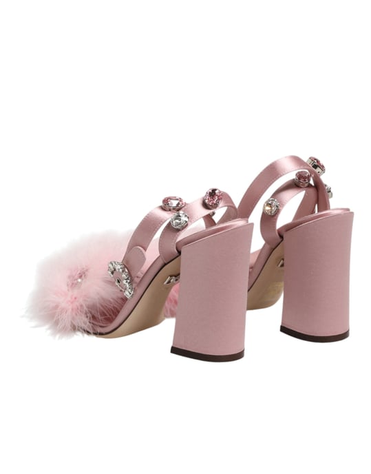 Zapatos de tacón con tira al tobillo de lentejuelas rosas Dolce & Gabbana - Image 6