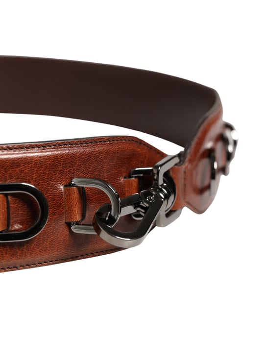 Banda de hombro de cuero de terciopelo marrón de Dolce & Gabbana - Image 5