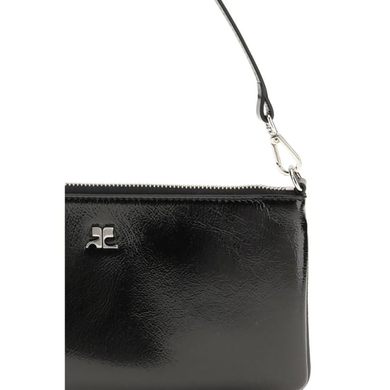 Bolso de Hombro de Piel de Vaca Negra Courrèges - Image 4
