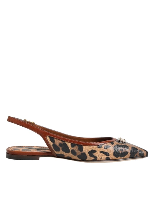 Zapatos Sandalias Planas de Quebradillo de Leopardo Marrón Dolce & Gabbana - Image 1