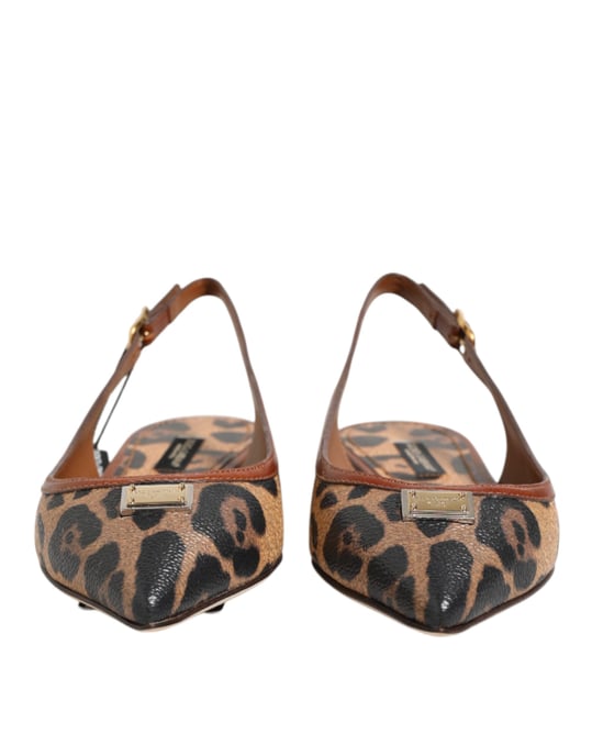 Zapatos Sandalias Planas de Quebradillo de Leopardo Marrón Dolce & Gabbana - Image 3