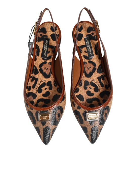 Zapatos Sandalias Planas de Quebradillo de Leopardo Marrón Dolce & Gabbana - Image 4