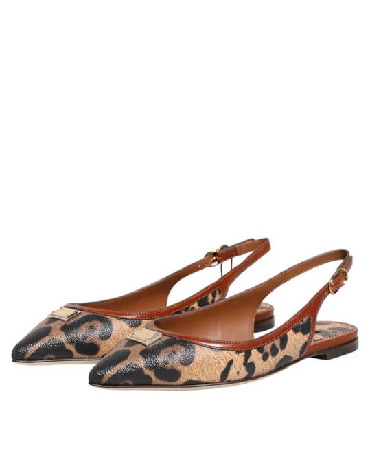 Zapatos Sandalias Planas de Quebradillo de Leopardo Marrón Dolce & Gabbana - Image 5