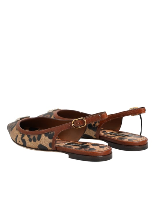 Zapatos Sandalias Planas de Quebradillo de Leopardo Marrón Dolce & Gabbana - Image 6