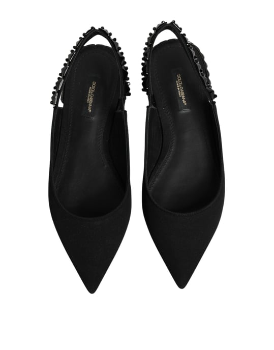 Zapatos Slingback de Charmeuse Negro de Cristal de Dolce & Gabbana - Image 4