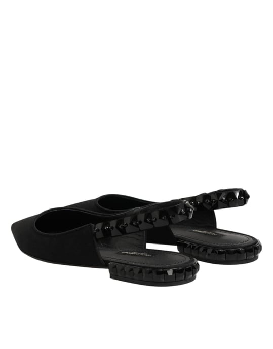 Zapatos Slingback de Charmeuse Negro de Cristal de Dolce & Gabbana - Image 6