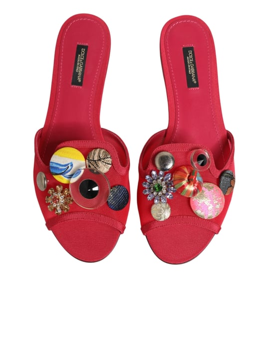 Sandalias Planas Rojo Decoradas Dolce & Gabbana - Image 4