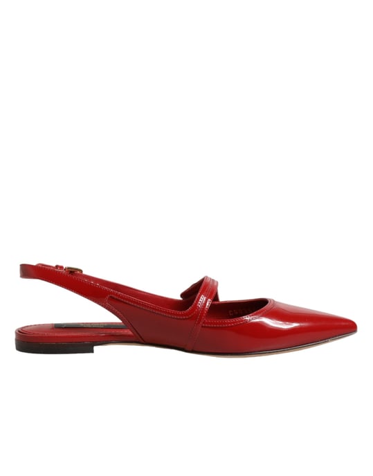 Sandalias planas de piel roja Dolce & Gabbana con tiras traseras - Image 2