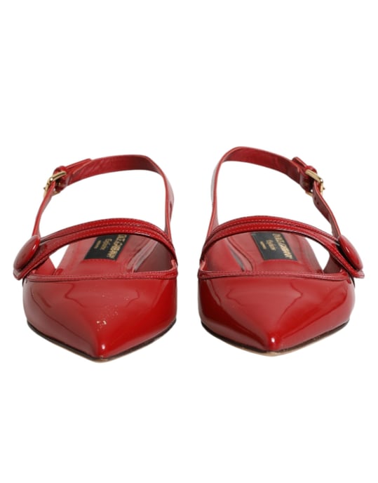 Sandalias planas de piel roja Dolce & Gabbana con tiras traseras - Image 3