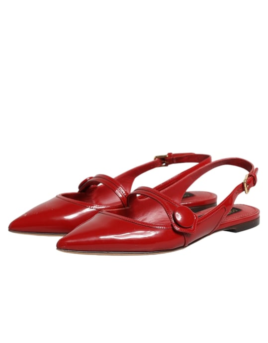 Sandalias planas de piel roja Dolce & Gabbana con tiras traseras - Image 5