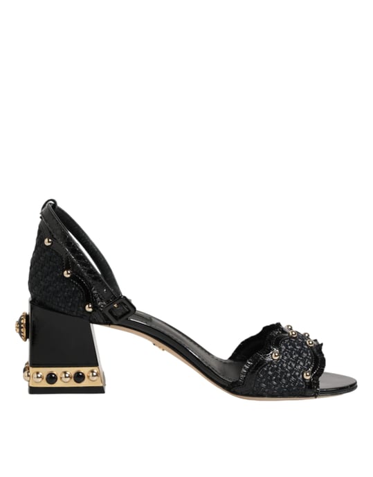 Sandalias con tacón de hebilla negra con studs Dolce & Gabbana - Image 2