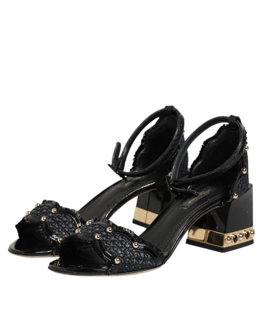 Sandalias con tacón de hebilla negra con studs Dolce & Gabbana - Image 5