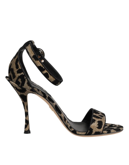 Sandalias de tacón con correa al tobillo Leopardo Dorado de Dolce & Gabbana - Image 1