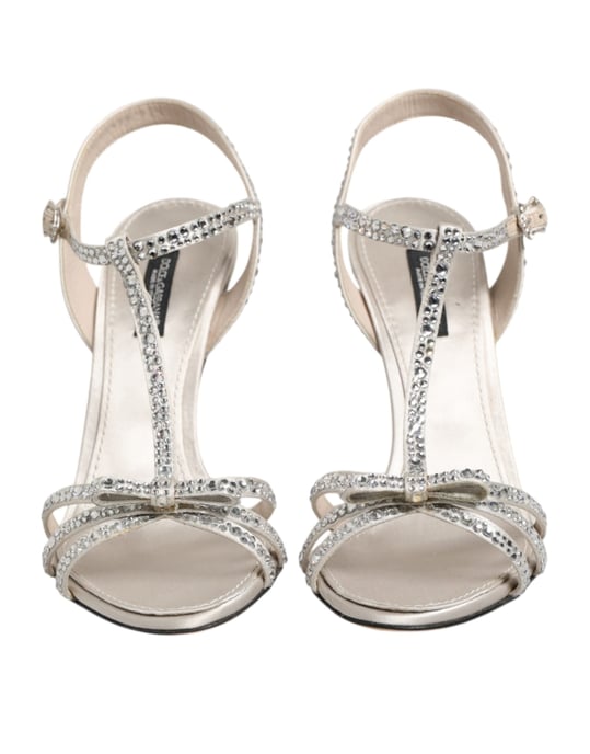 Sandalias de tacón con cinturilla de strass plateado de Dolce & Gabbana - Image 3