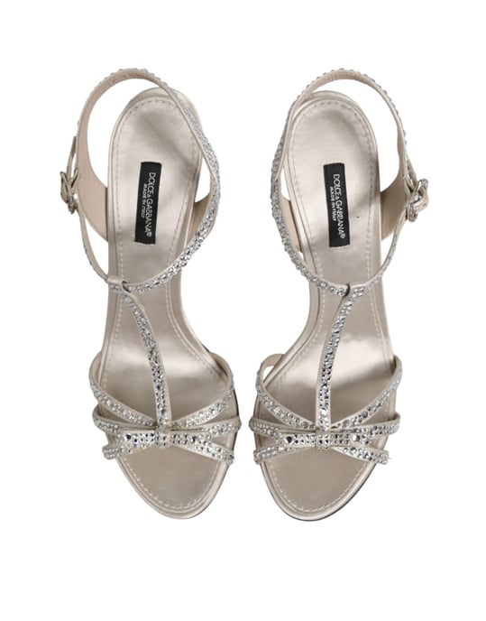 Sandalias de tacón con cinturilla de strass plateado de Dolce & Gabbana - Image 4
