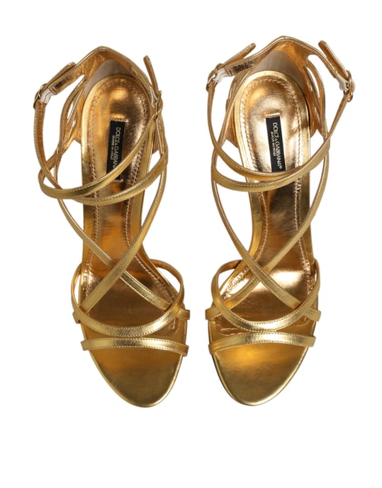 Sandalias de tacón Keira de cuero dorado de Dolce & Gabbana - Image 4