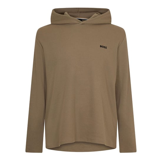 Sudadera con capucha Boss Bw para hombre, diseño texturizado en marrón claro 245 - Image 1