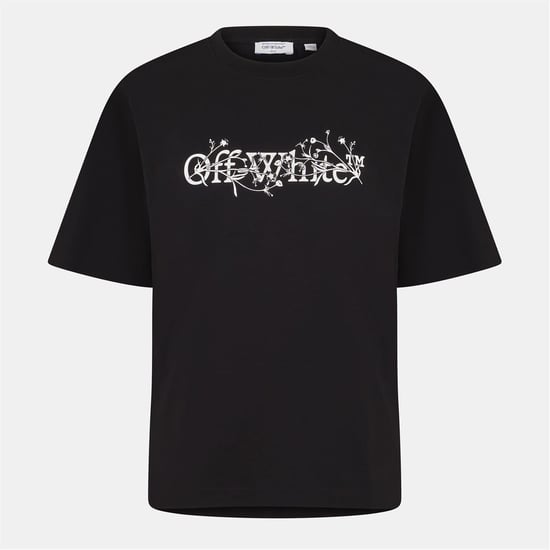 Camiseta de manga corta de cuello redondo para hombre Off White Flower en negro y blanco - Image 1