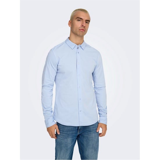 Camisa de manga larga de ajuste regular para hombre en azul cachemira - Image 2