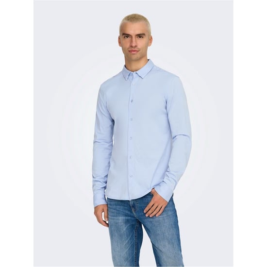 Camisa de manga larga de ajuste regular para hombre en azul cachemira - Image 3